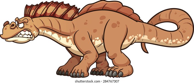 Cartoon-Amargasaurus-Dinosaurier. Vektorclip-Kunstillustration mit einfachen Farbverläufen. Alles in einer einzigen Schicht.