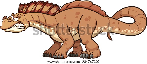 アマルガサウルス恐竜の漫画 簡単なグラデーションを持つベクタークリップアートイラスト 1つのレイヤーにすべてを配置 のベクター画像素材 ロイヤリティフリー