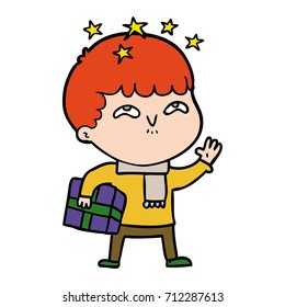 cartoon amazed boy