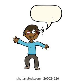 cartoon amazed boy with speech bubble