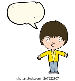 cartoon amazed boy with speech bubble
