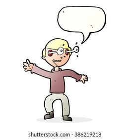 cartoon amazed boy with speech bubble