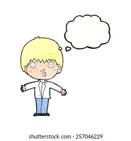 cartoon amazed boy with thought bubble