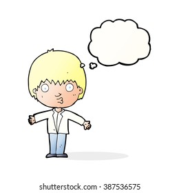 cartoon amazed boy with thought bubble
