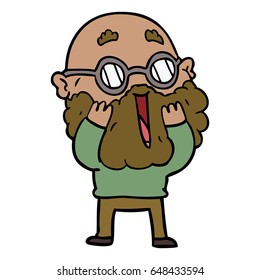 cartoon amazed man with beard