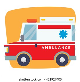 cartoon ambulance flat vector