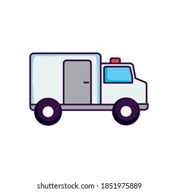 cartoon ambulance icon over white background, flat style, vector illustration