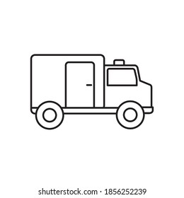 cartoon ambulance icon over white background, line style, vector illustration
