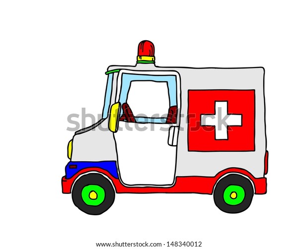 A cartoon ambulance van.
