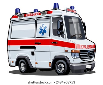 Cartoon ambulance van. Available EPS-10 vector format separated by groups and layers for easy edit