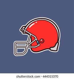 Cartoon American Football Helmet Icon With Outline