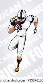 Cartoon american football player in action. Layered and easy to edit. Vector