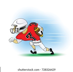 Cartoon american football players in action. Layered vector illustration