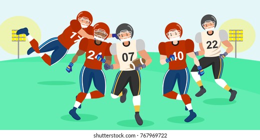 cartoon american football players on the grass