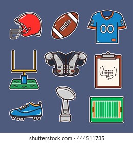 Cartoon American Football Stuff Icon With Outline