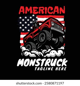 cartoon american monster truck illustration