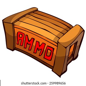 Cartoon Ammunition Crate, Vector Illustration isolated on White Background. 