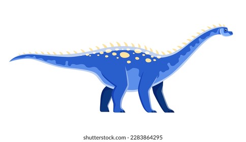 Cartoon Ampelosaurus dinosaur character or Jurassic dino vector cute reptile. Ampelosaurus dinosaur or extinct prehistoric dino species, kids toy or paleontology educational symbol