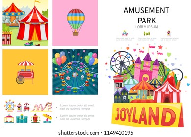 Cartoon Amusement Park Infographic Concept