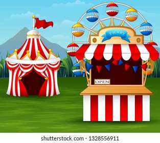 Cartoon amusement park on the nature