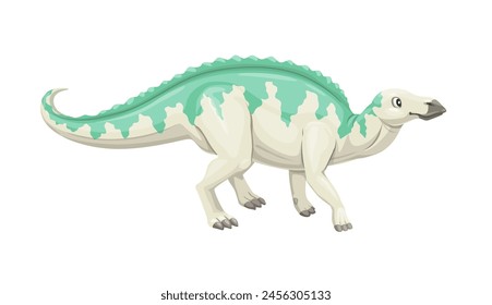 Cartoon anatotitan dinosaur character. Isolated vector hadrosaurid dino from the late cretaceous period, herbivorous giant with a duck-bill and a crest on its back. Paleontological extinct reptile