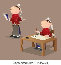 Cartoon Ancient Chinese Pupil