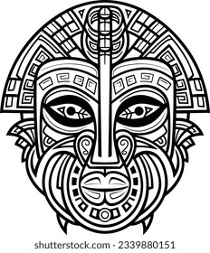 cartoon ancient egyptian pharaoh face mask zentangle of illustration