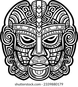 cartoon ancient egyptian pharaoh face mask zentangle of illustration