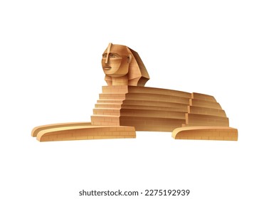 Cartoon ancient egyptian sphinx on white background vector illustration