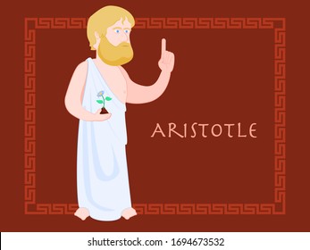 Cartoon ancient greek philosopher Aristotle. Philosophy, knowledge and education.