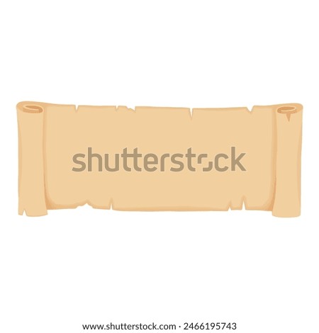 Cartoon ancient parchment scroll and old paper manuscript. Fantasy treasure map, diploma and letter. Historical vintage scroll vector. Papyrus for religious scripture, aged certificate on white