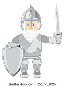 Cartoon of the ancient warrior in defensive send and panoply
