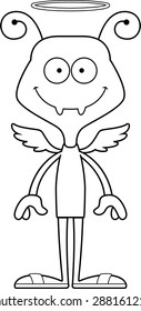 A cartoon angel ant smiling.