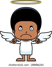 A cartoon angel boy looking angry.