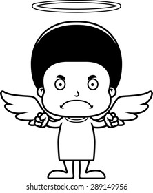 A cartoon angel boy looking angry.