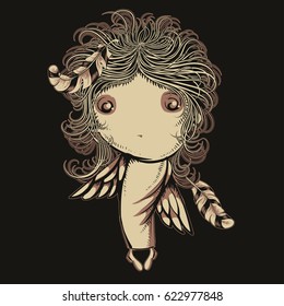 cartoon angel with feathers and wings