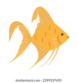 Cartoon angel fish isolated on white background. Vector image 