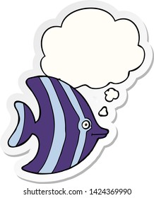 cartoon angel fish with thought bubble as a printed sticker