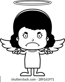 A cartoon angel girl looking angry.