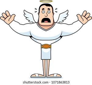 A cartoon angel looking scared.