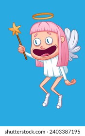 cartoon angel with magic wand