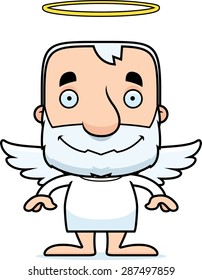 A cartoon angel man smiling.