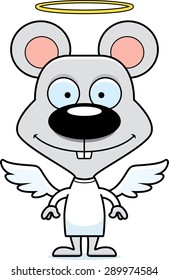 A cartoon angel mouse smiling.