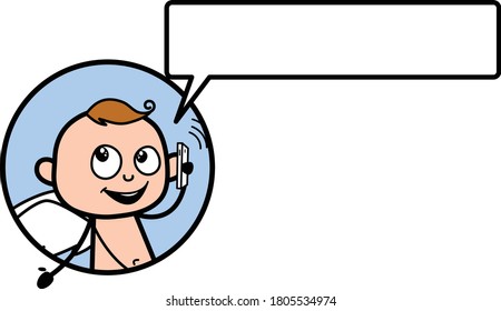 Cartoon Angel on Phone Vector Illustration Design