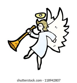 cartoon angel playing trumpet