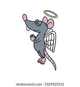 Cartoon Angel Rat Vector Illustration