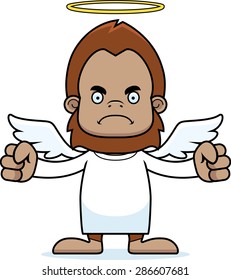 A cartoon angel sasquatch looking angry.