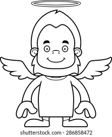 A cartoon angel sasquatch smiling.