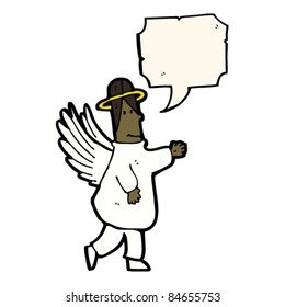 ángel de caricatura con burbuja de habla