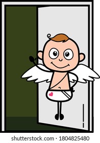 Cartoon Angel Standing at door